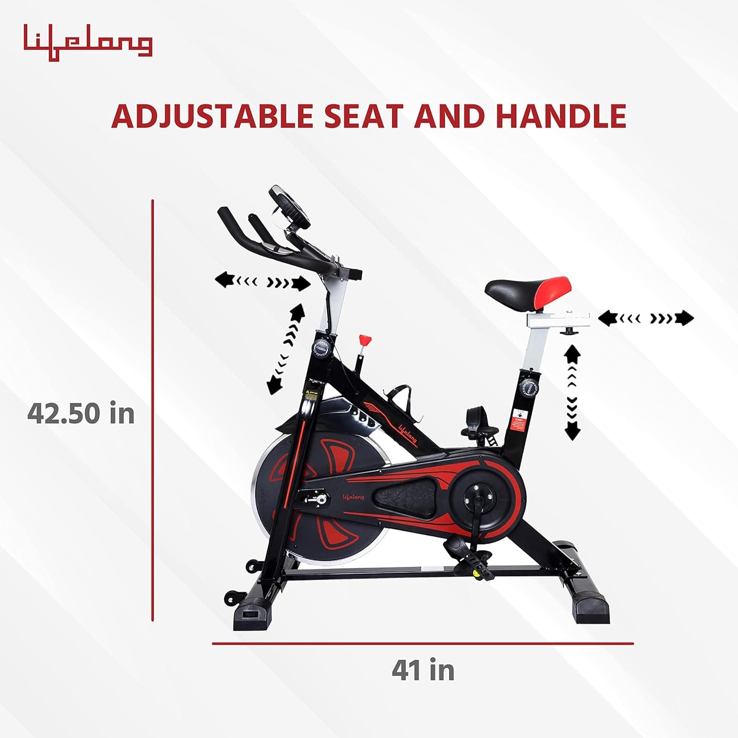 Lifelong LLF45 Fit Pro Spin Fitness Bike with 6Kg Flywheel, Adjustable Resistance, LCD Monitor and Heart Rate Sensor for Fitness at Home; Home Workouts (1 Year Warranty, Max Weight: 120 kg)